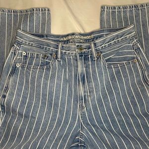 White Striped Mom Jeans American Eagle